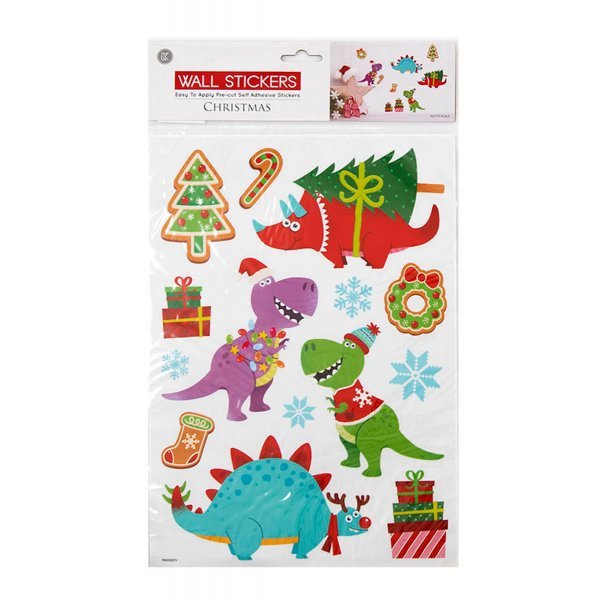  Χριστουγεννιάτικα Διακοσμητικά Αυτοκόλλητα Τοίχου με Δεινόσαυρους (35cm)